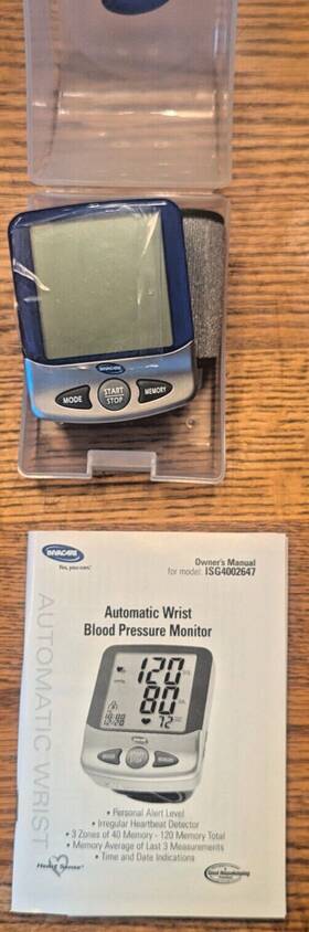 Invacare Isg4004146 Automatic Wrist Blood Pressure Monitor Open Box Works Euc