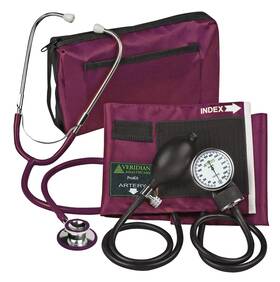 Veridian Healthcare 02-12704 Adult Red Reusable Aneroid/stethoscope Set 2-tubes 1 Each