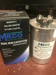 Capacitor, Dual, & 7.5 Mfd X 370/440 Vac Round H: 4-1/2" 2-1/2", Mitco. Fixed Price $31.00.