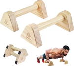 2 Pcs Wood Push Bars Stands With Non-slip Base, Supports Aerobics. Fixed Price $47.99.