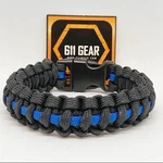 Thin Blue Line Police Dept Paracord Bracelet - Black With Royal Stripe. Fixed Price $24.99.